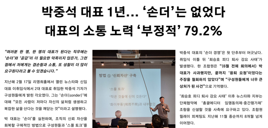 박중석 대표 1년, 뉴스타파 노조원 79% 