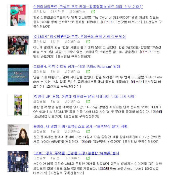 조선일보는 네이버에 더 스타 기사를 우회 송고했다. 조선일보는 네이버에 더 스타 기사를 우회 송고했다.