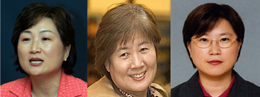 왼쪽부터 조기숙 수석, 노혜경 비서관, 김현 관장.