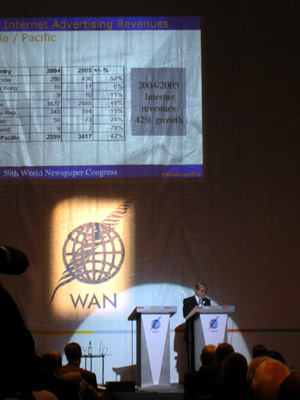 지난 4일부터 7일까지 러시아 모스크바에서 1백10개국 1천7백명의 언론인이 참가한 가운데 열린 제59회 WAN총회.